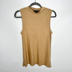 Banana Republic Mock Neck Sleeveless Sweater Tank Luxespun Brown Copper Size M